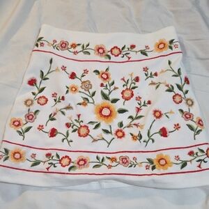 Forever 21 White Skirt with Floral Embroidery